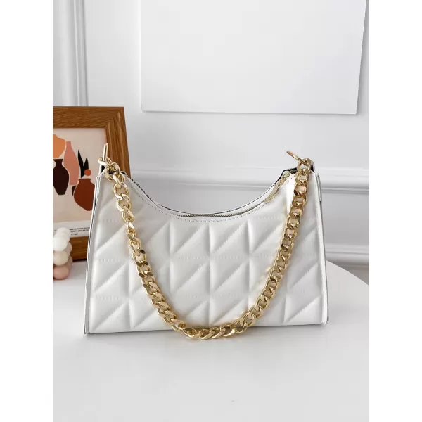 SweatyRocks Women's Geo Quilted Detail Handbag Small Shoulder Handbags Solid Clutch Purse Square Bags