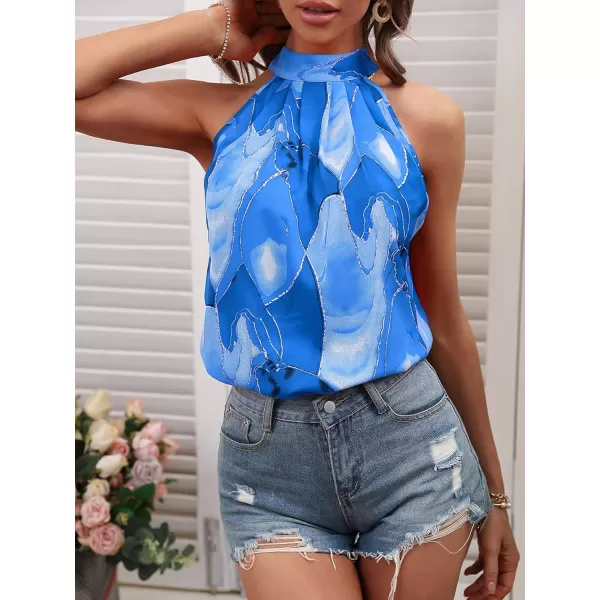 SweatyRocks Women's Graphic Print Tie Back Halter Top Casual Sleeveless Blouse Shirt