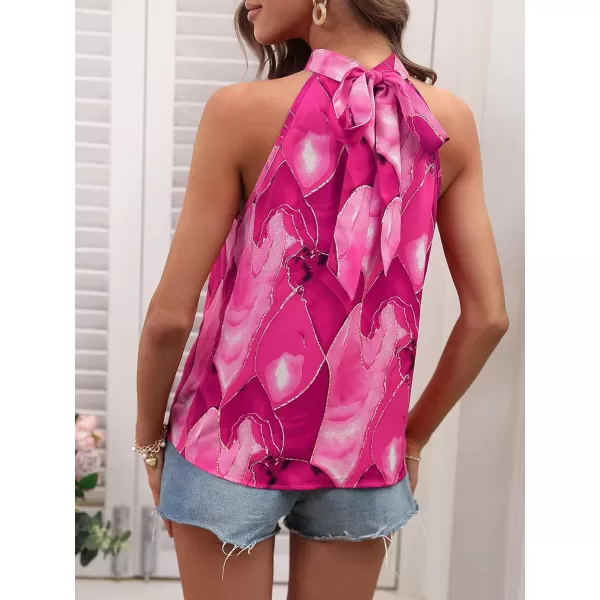 SweatyRocks Women's Graphic Print Tie Back Halter Top Casual Sleeveless Blouse Shirt