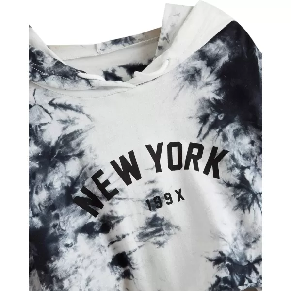 SweatyRocks Women's Graphic Printed Drawstring Hem Hoodies Striped Long Sleeve Crop Sweatshirt Hoodies