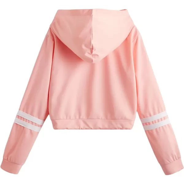 SweatyRocks Women's Graphic Printed Drawstring Hem Hoodies Striped Long Sleeve Crop Sweatshirt Hoodies