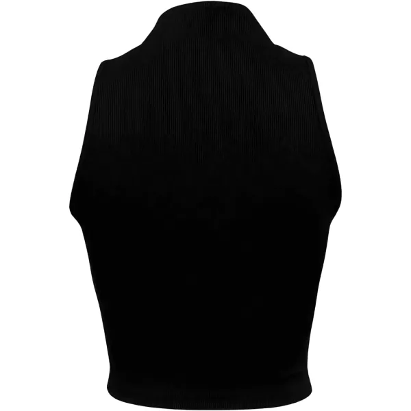 SweatyRocks Women's Half Zip Stand Collar Sleeveless Slim Fit Cropped Vest Tank Tops