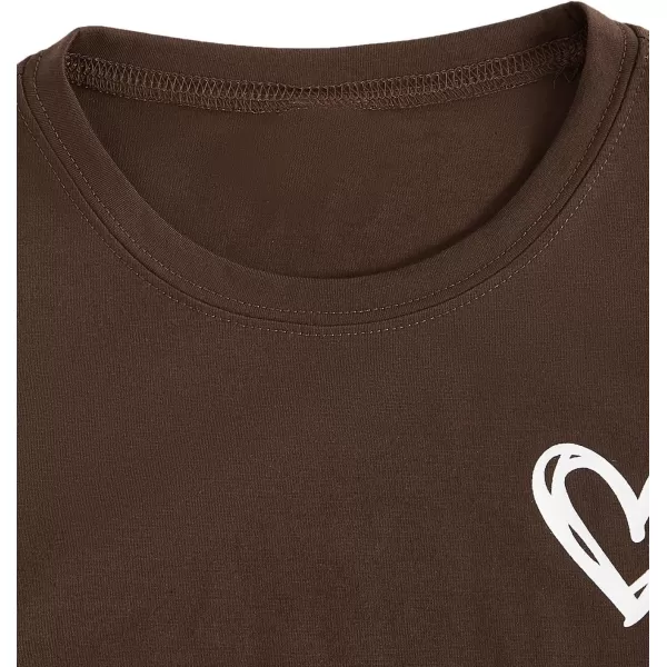 SweatyRocks Women's Heart Print T Shirts Summer Funny Short Sleeve Tops