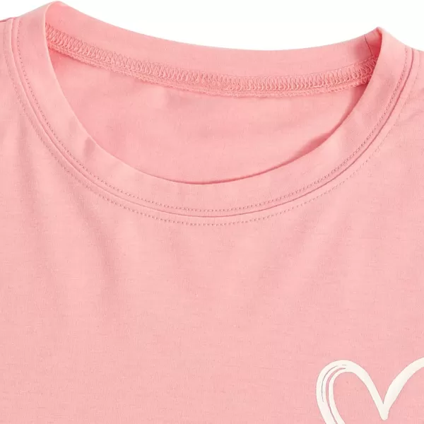 SweatyRocks Women's Heart Print T Shirts Summer Funny Short Sleeve Tops
