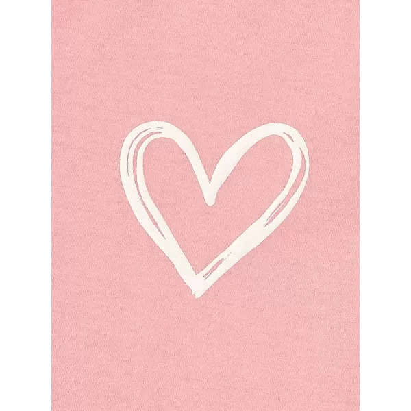SweatyRocks Women's Heart Print T Shirts Summer Funny Short Sleeve Tops