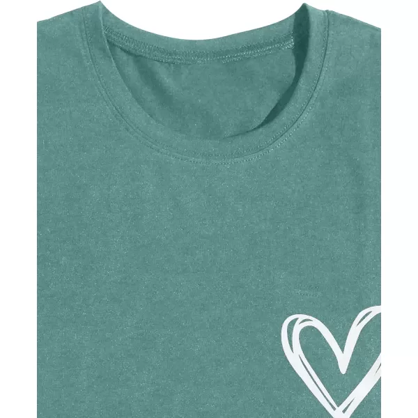 SweatyRocks Women's Heart Print T Shirts Summer Funny Short Sleeve Tops