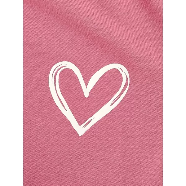 SweatyRocks Women's Heart Print T Shirts Summer Funny Short Sleeve Tops