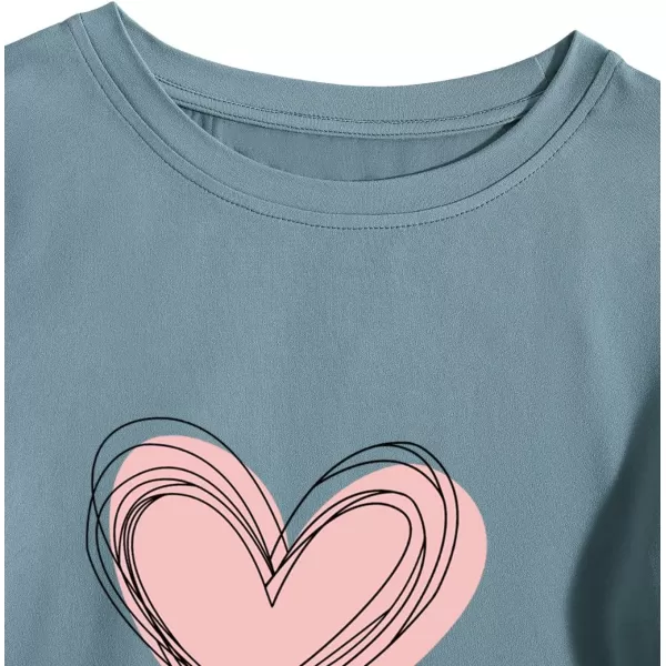 SweatyRocks Women's Heart Print T Shirts Summer Funny Short Sleeve Tops