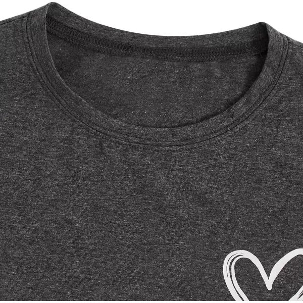 SweatyRocks Women's Heart Print T Shirts Summer Funny Short Sleeve Tops