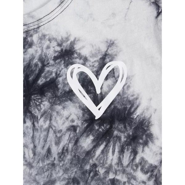 SweatyRocks Women's Heart Print T Shirts Summer Funny Short Sleeve Tops