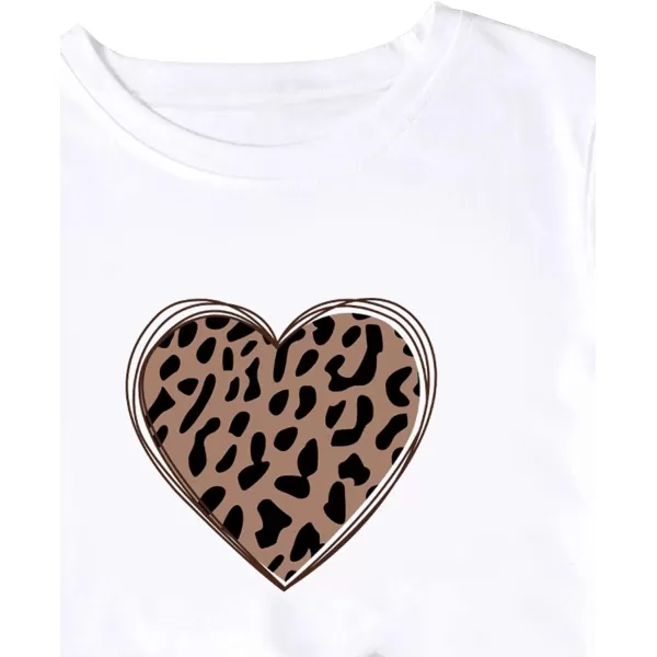 SweatyRocks Women's Heart Print T Shirts Summer Funny Short Sleeve Tops