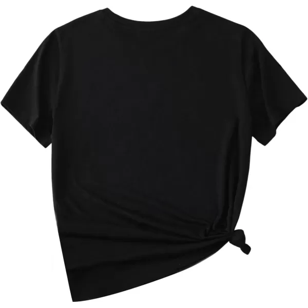 SweatyRocks Women's Heart Print T Shirts Summer Funny Short Sleeve Tops