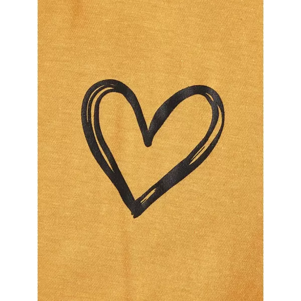 SweatyRocks Women's Heart Print T Shirts Summer Funny Short Sleeve Tops