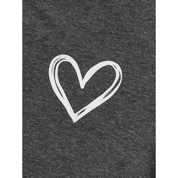 SweatyRocks Women's Heart Print T Shirts Summer Funny Short Sleeve Tops