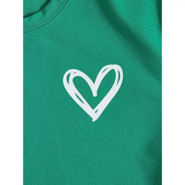 SweatyRocks Women's Heart Print T Shirts Summer Funny Short Sleeve Tops