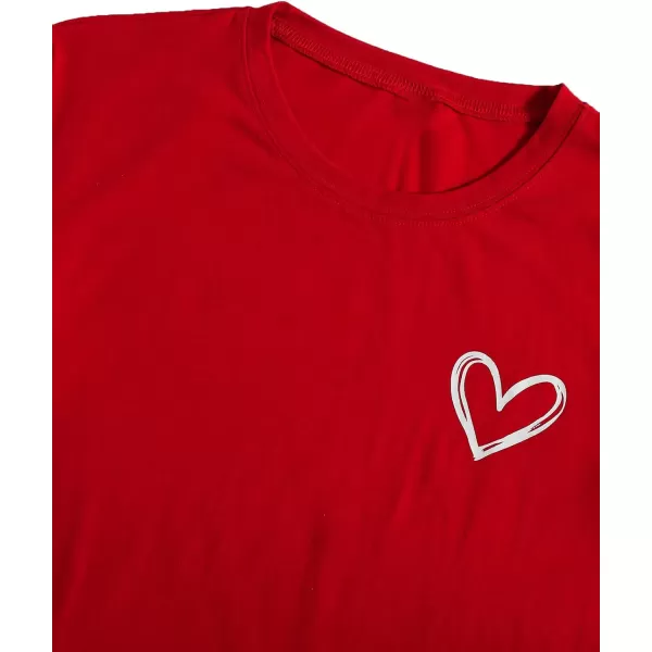 SweatyRocks Women's Heart Print T Shirts Summer Funny Short Sleeve Tops