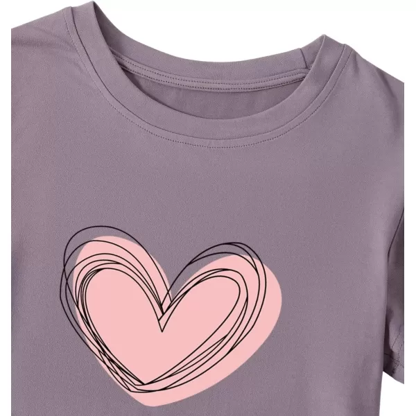 SweatyRocks Women's Heart Print T Shirts Summer Funny Short Sleeve Tops
