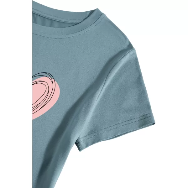 SweatyRocks Women's Heart Print T Shirts Summer Funny Short Sleeve Tops