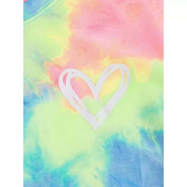 SweatyRocks Women's Heart Print T Shirts Summer Funny Short Sleeve Tops