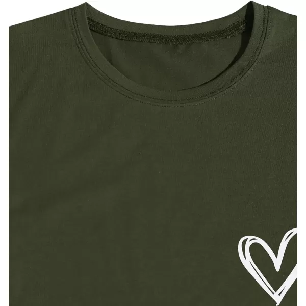 SweatyRocks Women's Heart Print T Shirts Summer Funny Short Sleeve Tops
