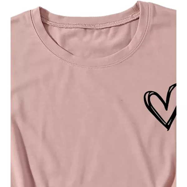 SweatyRocks Women's Heart Print T Shirts Summer Funny Short Sleeve Tops