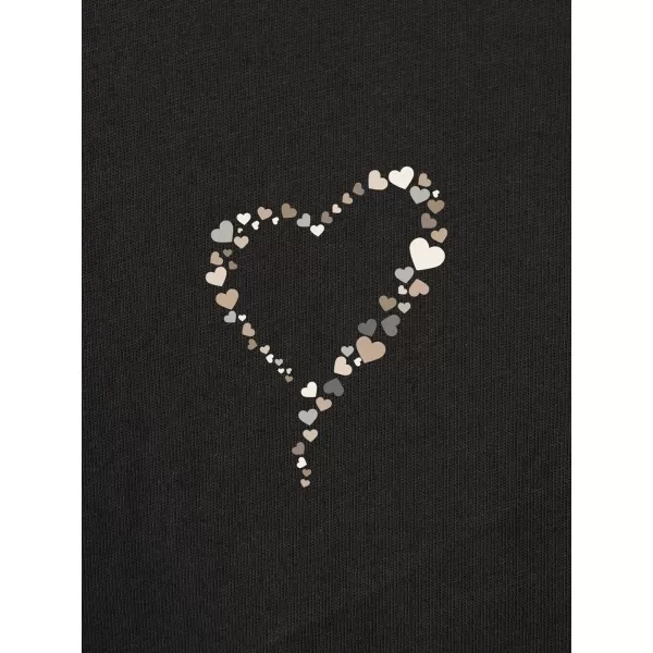 SweatyRocks Women's Heart Print T Shirts Summer Funny Short Sleeve Tops