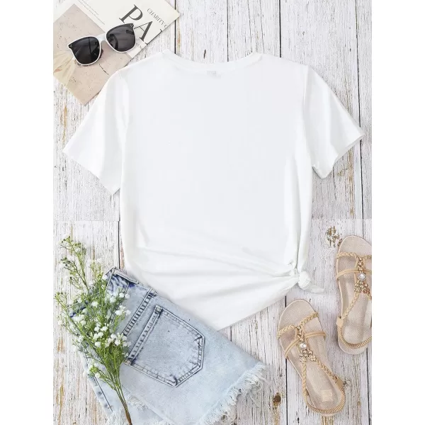 SweatyRocks Women's Heart Print T Shirts Summer Funny Short Sleeve Tops