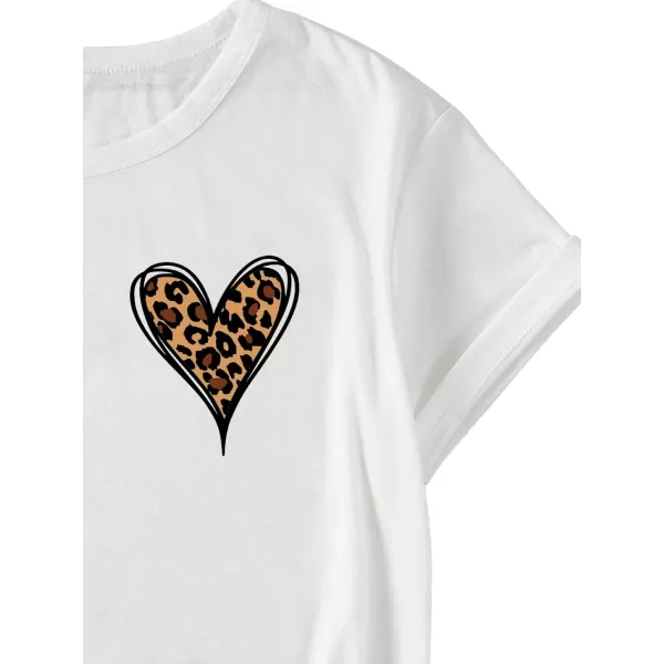 SweatyRocks Women's Heart Print T Shirts Summer Funny Short Sleeve Tops