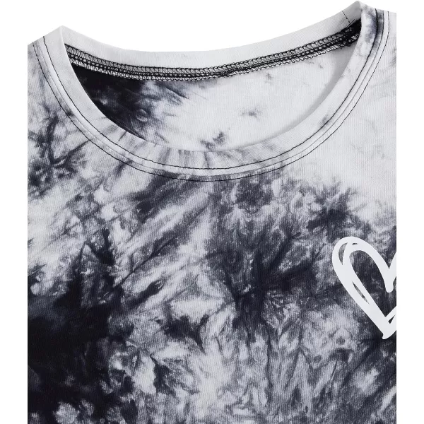 SweatyRocks Women's Heart Print T Shirts Summer Funny Short Sleeve Tops