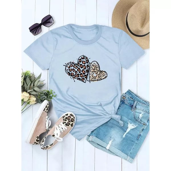 SweatyRocks Women's Heart Print T Shirts Summer Funny Short Sleeve Tops