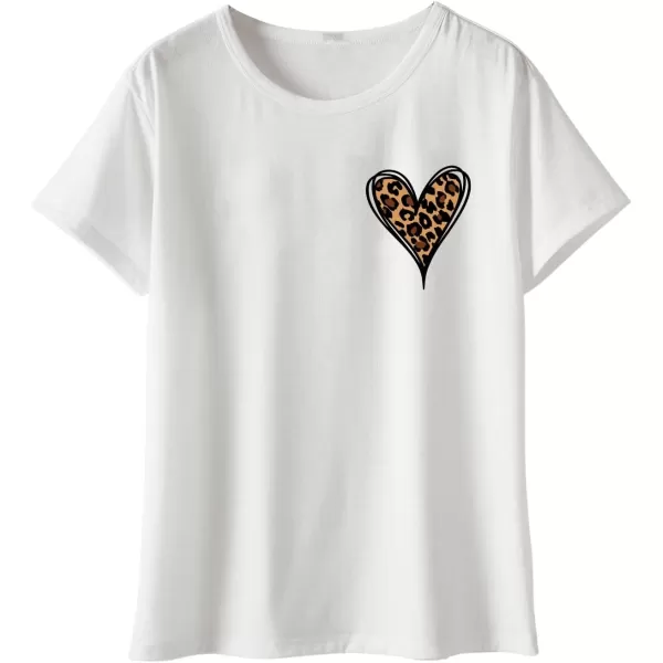 SweatyRocks Women's Heart Print T Shirts Summer Funny Short Sleeve Tops