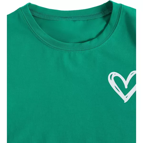 SweatyRocks Women's Heart Print T Shirts Summer Funny Short Sleeve Tops