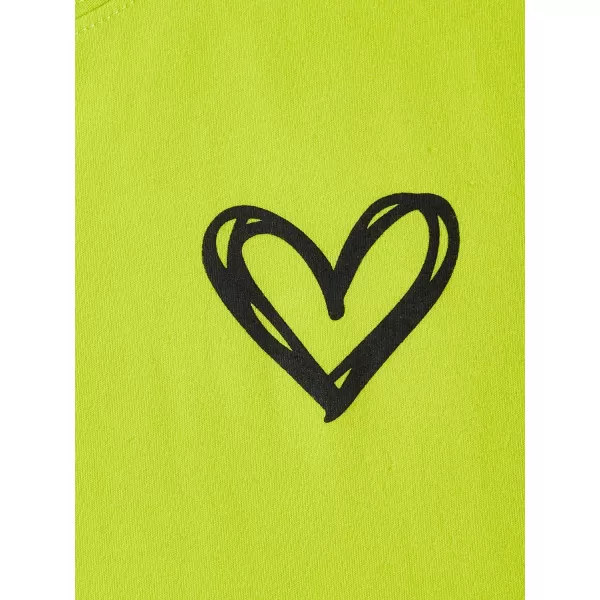 SweatyRocks Women's Heart Print T Shirts Summer Funny Short Sleeve Tops