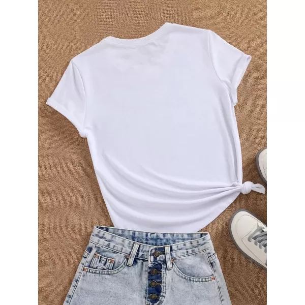 SweatyRocks Women's Heart Print T Shirts Summer Funny Short Sleeve Tops