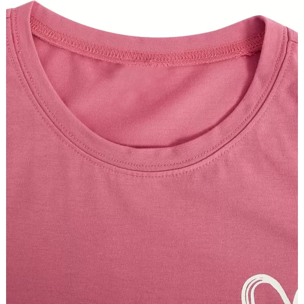 SweatyRocks Women's Heart Print T Shirts Summer Funny Short Sleeve Tops