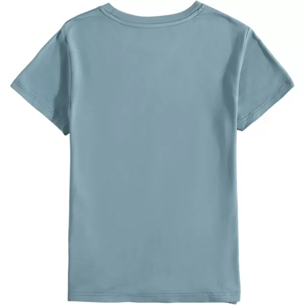SweatyRocks Women's Heart Print T Shirts Summer Funny Short Sleeve Tops