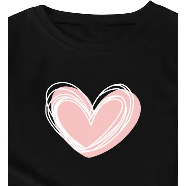 SweatyRocks Women's Heart Print T Shirts Summer Funny Short Sleeve Tops