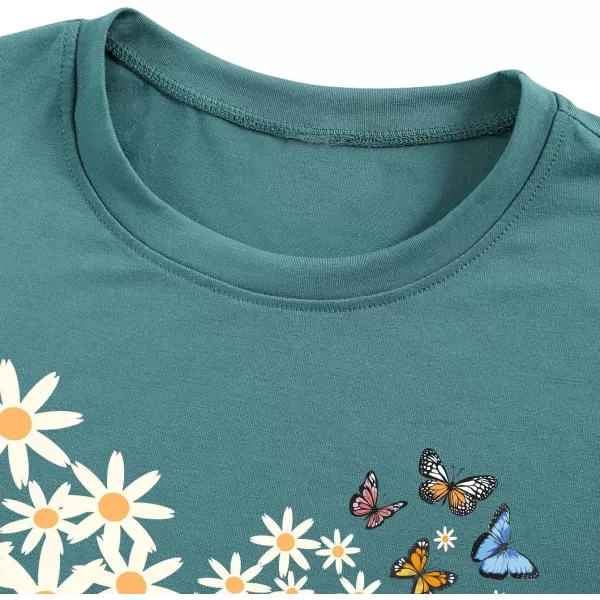 SweatyRocks Women's Heart Print T Shirts Summer Funny Short Sleeve Tops