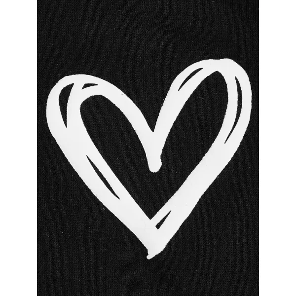 SweatyRocks Women's Heart Print T Shirts Summer Funny Short Sleeve Tops