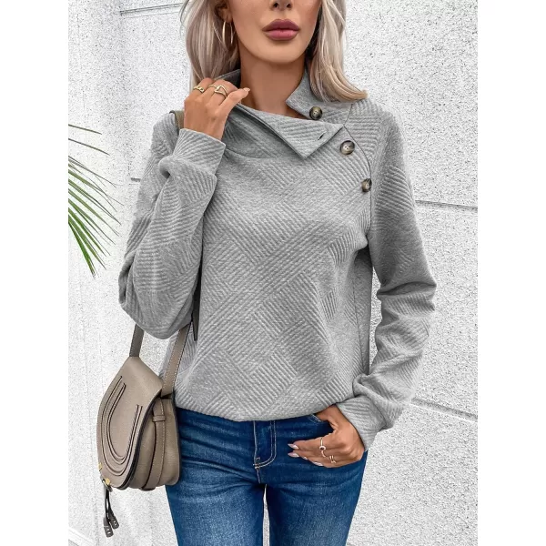 SweatyRocks Women's High Neck Long Raglan Sleeve Sweatshirt Casual Button Side Pullover Tops