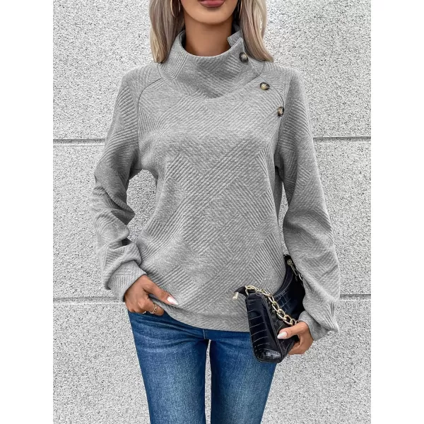 SweatyRocks Women's High Neck Long Raglan Sleeve Sweatshirt Casual Button Side Pullover Tops