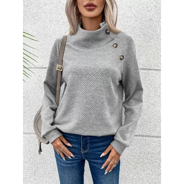 SweatyRocks Women's High Neck Long Raglan Sleeve Sweatshirt Casual Button Side Pullover Tops