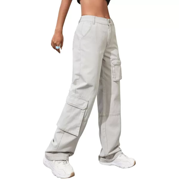 SweatyRocks Women's High Waist Cargo Jeans Flap Pocket Wide Leg Denim Pants