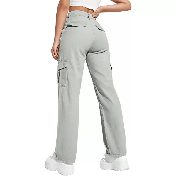 SweatyRocks Women's High Waist Cargo Jeans Flap Pocket Wide Leg Denim Pants