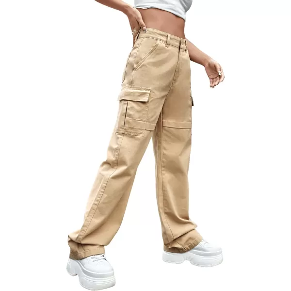 SweatyRocks Women's High Waist Cargo Jeans Flap Pocket Wide Leg Denim Pants