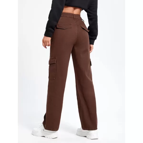 SweatyRocks Women's High Waist Cargo Jeans Flap Pocket Wide Leg Denim Pants