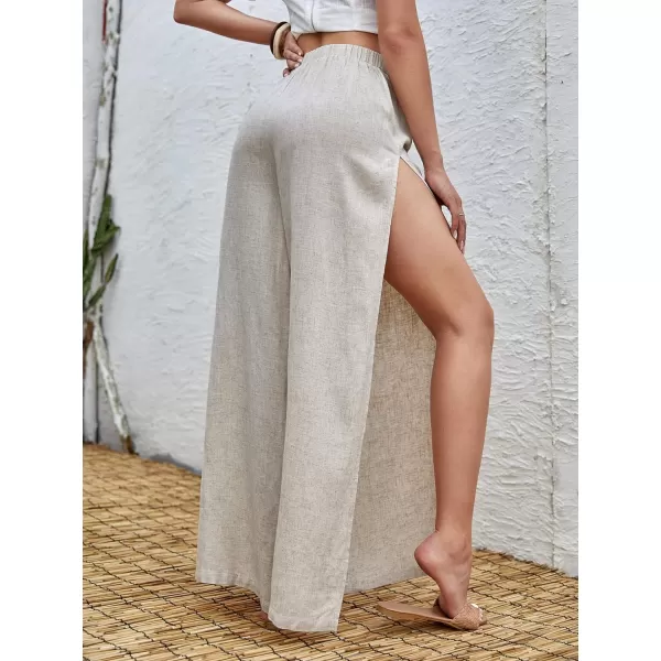 SweatyRocks Women's High Waist Drawstring Split Thigh Wide Leg Palazzo Pants