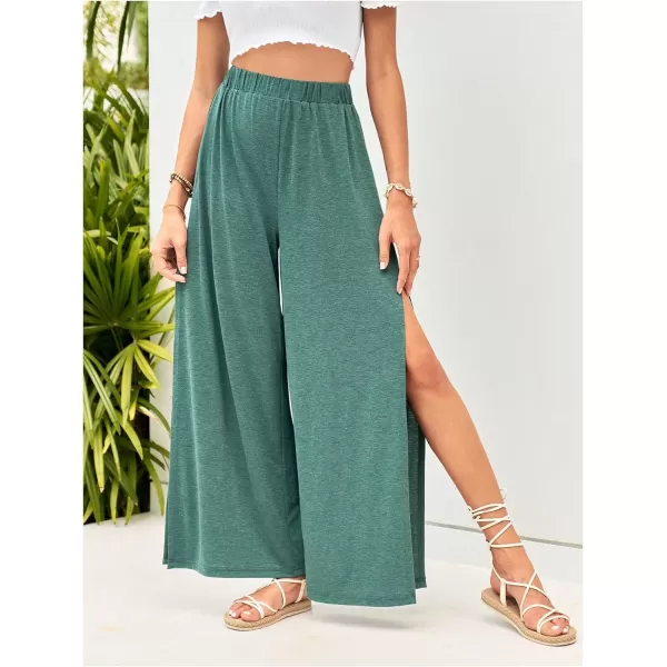 SweatyRocks Women's High Waist Drawstring Split Thigh Wide Leg Palazzo Pants