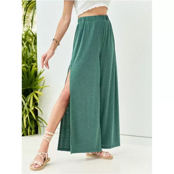 SweatyRocks Women's High Waist Drawstring Split Thigh Wide Leg Palazzo Pants