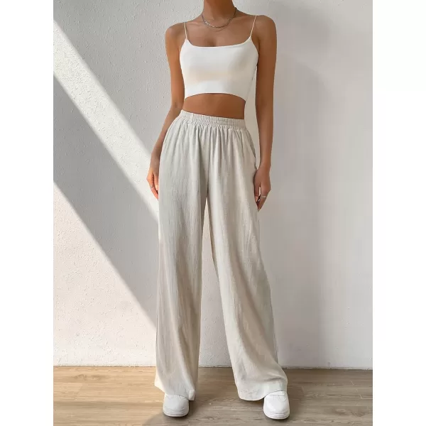 SweatyRocks Women's High Waist Drawstring Split Thigh Wide Leg Palazzo Pants